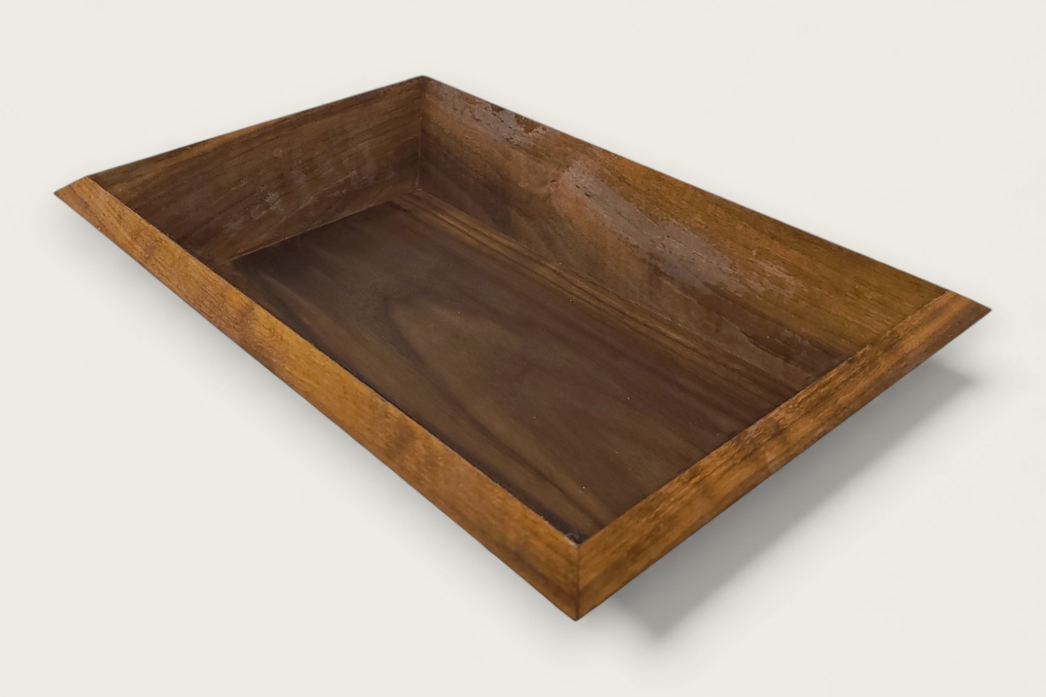Old Line Classic Walnut Catch-All Bowl with horizontal face grain, rich brown tones, and a rectangular shape.
